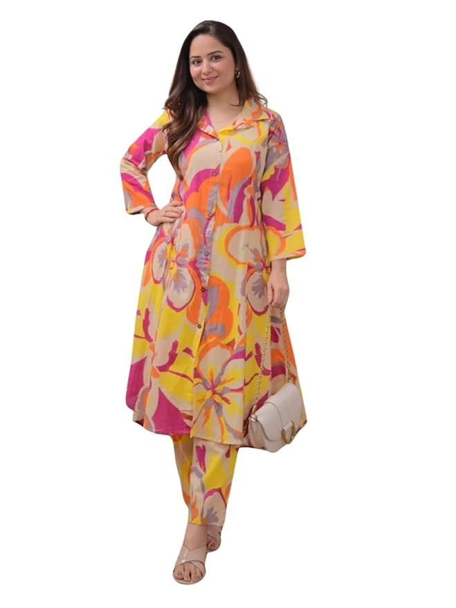 51a4j0YLDjL._SY879_.jpg Women Co Ord Set for Women | Co Ord Set for Women Stylish | Kurta Set for Women | Kurta Set | Ethnic Co Ord Set for Women | Full Sleeve Co-ord set - Image 1