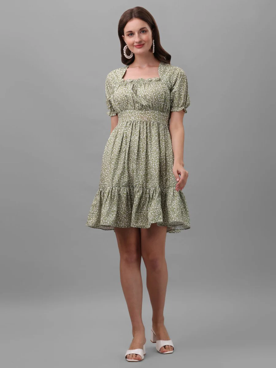 dresses-for-women-western-wear-floral-green-masakalico-907060.webp DRESSES FOR WOMEN WESTERN WEAR FLORAL GREEN - Image 1